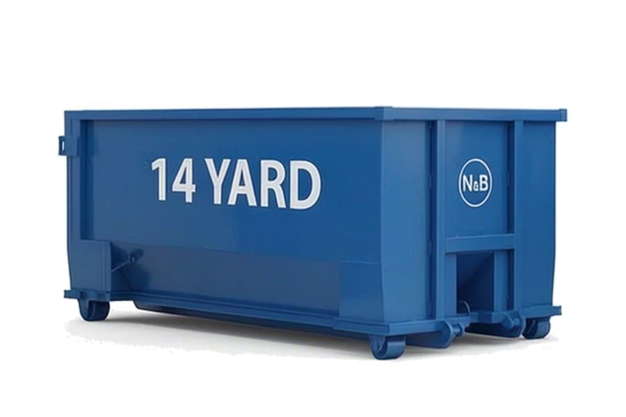 14-yard blue roll-off dumpster